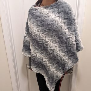 Faux Fur Black and White Shawl